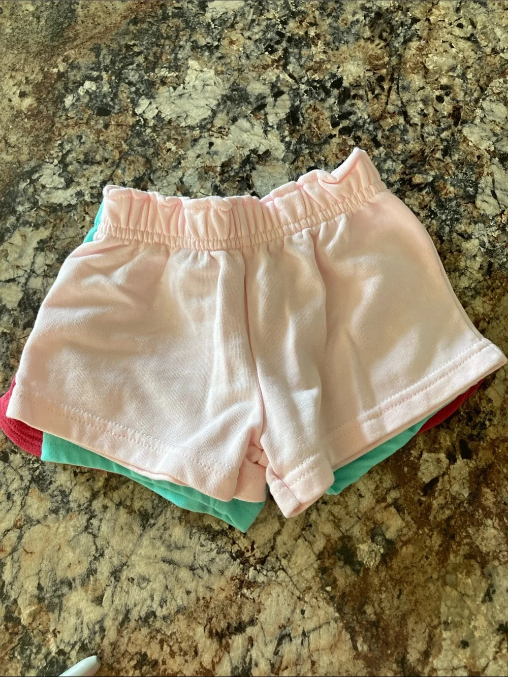 Girls' Three-Pack Shorts - Light Pink, Maroon, Aqua Green